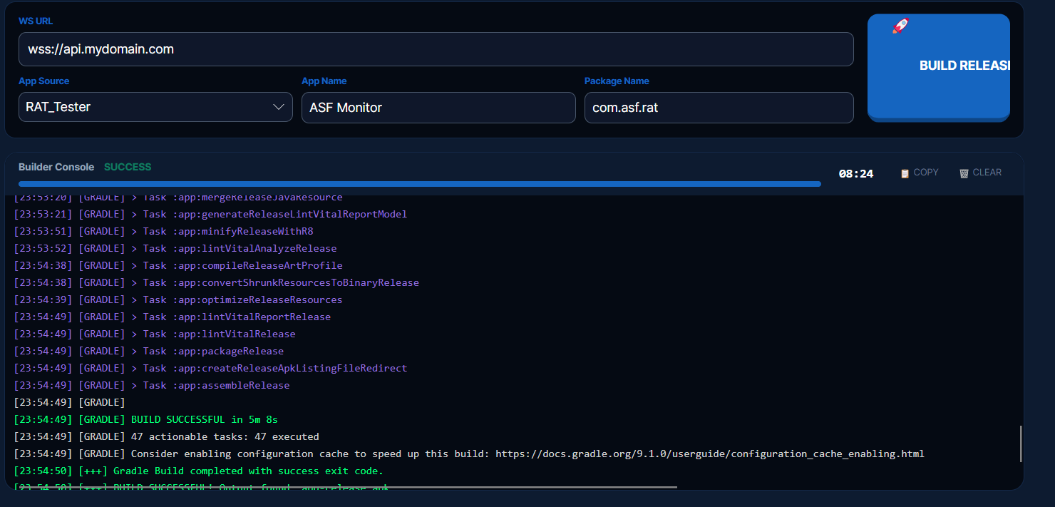 ASF First Build Time Screenshot
